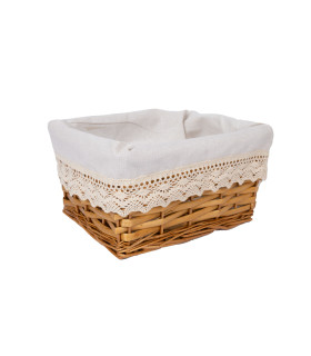 Korv MAX, 24x18xH12cm, helepruun punutis, pitsiga kangas