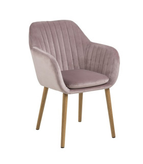 Стул / кресло EMILIA 57x59xH83см, сиденье и спинка: ткань, цвет: старо-розовый, ножки: дуб, обработка: промасленный