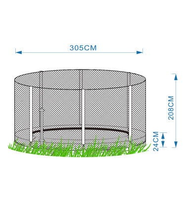 Maapealne batuut turvavõrguga D305cm, rohelise äärega