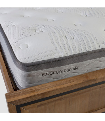 Voodi SANDRA 160x200cm, madratsiga HARMONY DUO, helehall