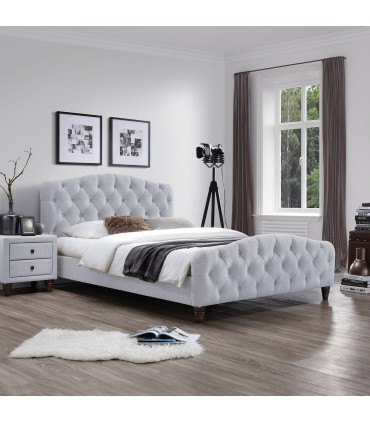 Voodi SANDRA 160x200cm, madratsiga HARMONY DUO, helehall