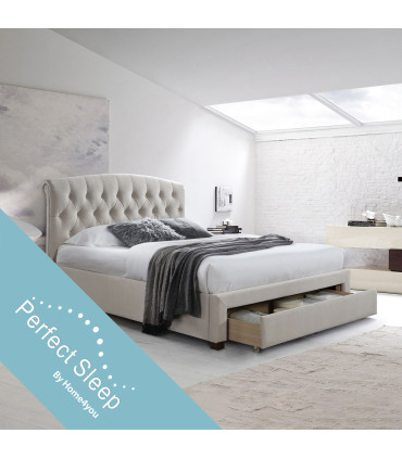 Кровать NATALIA 160x200cм, с ящиком и матрасом HARMONY DELUX, шампанское