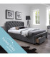 Кровать LOUIS с 4-ящиками, с матрасом HARMONY DUO (86744) 160x200см, обивка из мебельного текстиля, цвет: серый