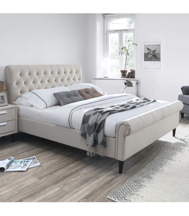 Кровать LUCIA с матрасом HARMONY DUO (86744) 160x200см, обивка из мебельного текстиля, цвет: бежевый