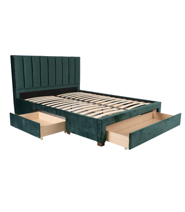 Кровать GRACE 160x200см, с ящиками и матрасом HARMONY DUO, зеленая