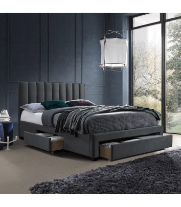 Кровать GRACE 160x200см с матрасом HARMONY DELUX, темно-серый