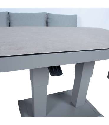 Aiamööblikomplekt RIO laud, diivan, 2 tugitooli ja 2 tumbat, hallikasbeež