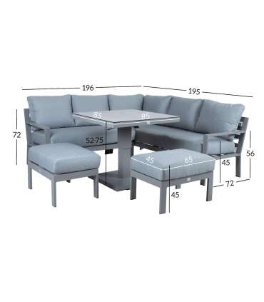 Aiamööblikomplekt RIO 4-osaline, hallika