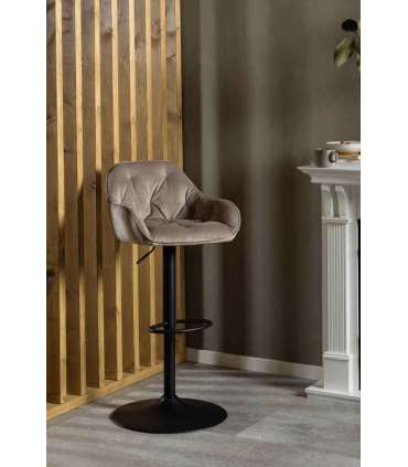 Baaritool BROOKE beež/must, 52x52xH109cm, sametkangas, teras