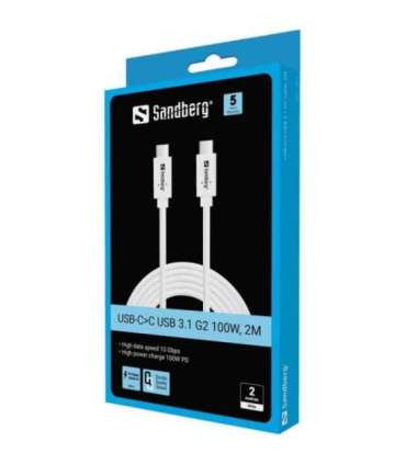 Sandberg 136-54 USB-C to USB-C USB 3.1 Gen2 PD 100W cable, 2M