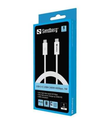 Sandberg 136-56 USB-C to USB-C USB4 PD 240W + 40Gbps cable, 1M