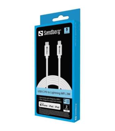 Sandberg 136-59 USB-C PD to Lightning MFI cable, 2M