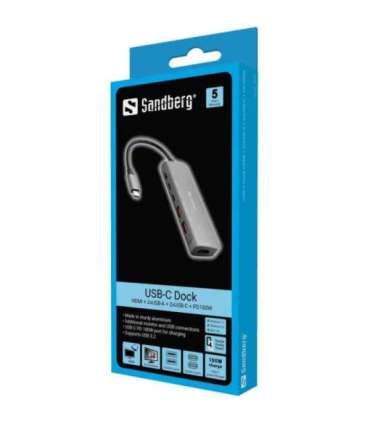 Sandberg 136-65 USB-C Dock HDMI+2xA+2xC+PD100W