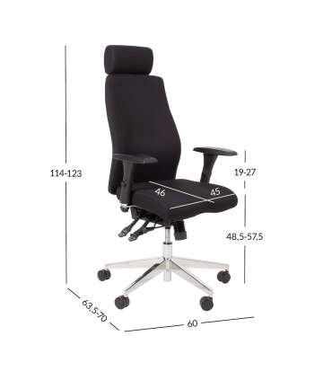 Töötool SMART EXTRA 60x63,5-70xH114-123cm, must