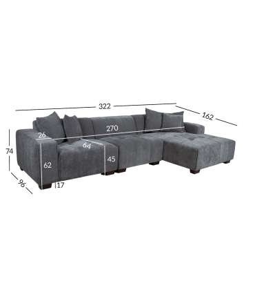 Nurgadiivan DAHLIA PN 322x96/162xH74cm, hall