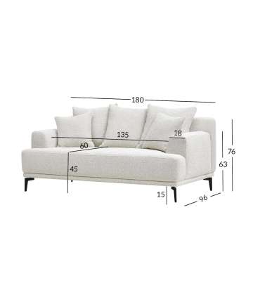 Diivan MAGNOLIA 2-kohaline 180x96xH76cm, helebeež