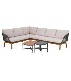 Aiamööblikomplekt TUXEDO nurgadiivan ja 2 lauda