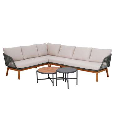 Aiamööblikomplekt TUXEDO nurgadiivan ja 2 lauda