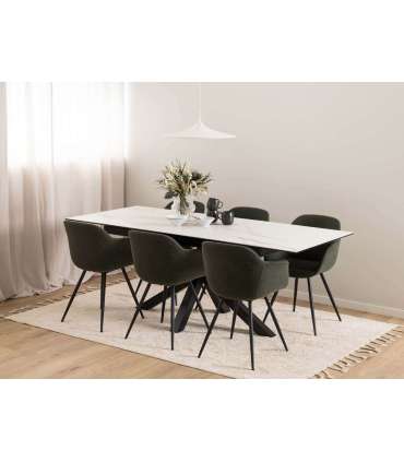 Söögilaud HEAVEN 168/210x90xH76cm, valge, keraamiline plaat