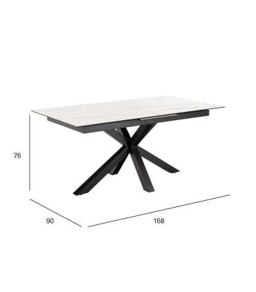 Söögilaud HEAVEN 168/210x90xH76cm, valge, keraamiline plaat