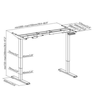 Sbox MD-822 Desk Legs, 2 motors