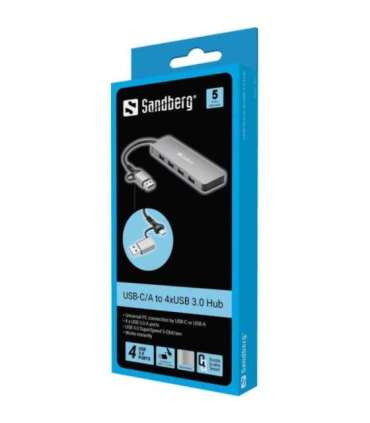 Sandberg 136-63 USB-C/A to 4xUSB 3.0 Hub