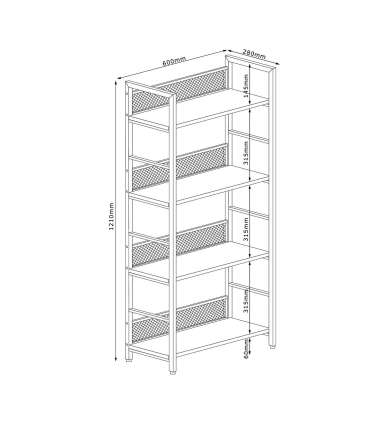 Riiul HECTOR 60x28xH121cm, saar/must
