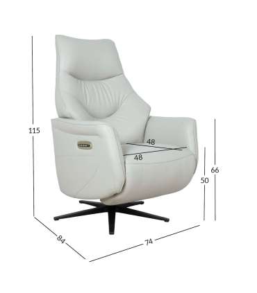 Tugitool DAYANA elektriline recliner 74x84xH115cm, beež nahk