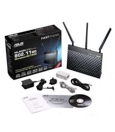 ASUS DSL-AC68U wireless router Gigabit Ethernet Dual-band (2.4 GHz / 5 GHz) Black