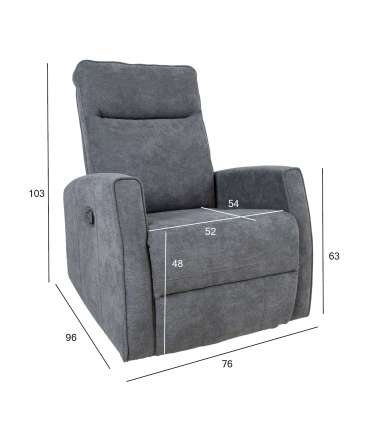 Tugitool EDDY kiikuv ja pöörlev manuaalne recliner 76x96xH103cm, hall