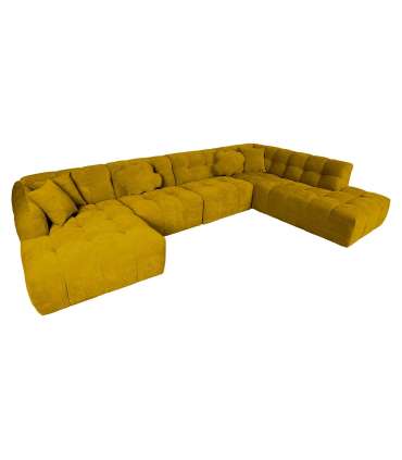 Nurgadiivan FORTE U-kujuline PN 374x162/242xH76cm, puunikaskollane