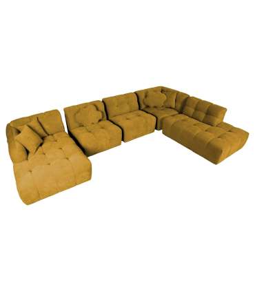 Nurgadiivan FORTE U-kujuline PN 374x162/242xH76cm, puunikaskollane