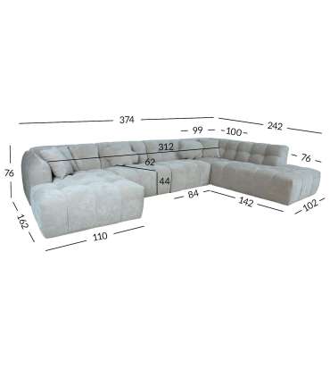 Nurgadiivan FORTE U-kujuline PN, hall