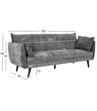 Diivanvoodi NOELLA 3-kohaline 212x82xH88cm, helehall