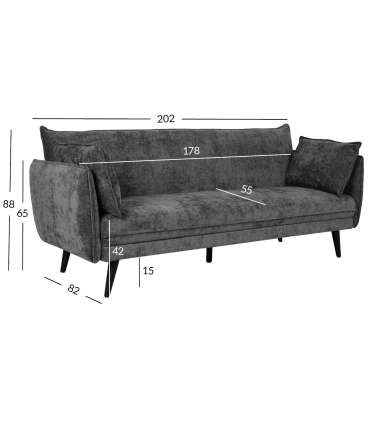 Diivanvoodi NOELLA 3-kohaline, tumehall