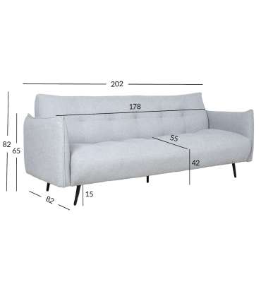 Diivanvoodi LANDER 3-kohaline 202x82xH82cm, helehall