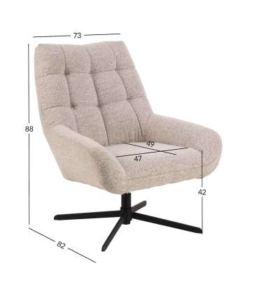 Tugitool PARIS beež, 73x82xH88cm, kangas, metall