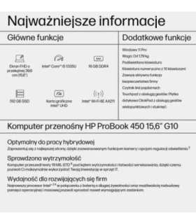 HP ProBook 450 G10 Intel® Core™ i5 i5-1335U Laptop 39.6 cm (15.6") Full HD 16 GB DDR4-SDRAM 512 GB SSD Wi-Fi 6E