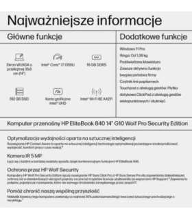 HP EliteBook 840 G10 Intel® Core™ i7 i7-1355U Laptop 35.6 cm (14") WUXGA 16 GB DDR5-SDRAM 512 GB SSD Wi-Fi 6E