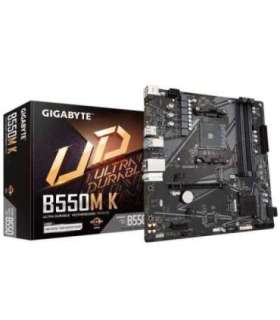 GIGABYTE B550M K Motherboard - AMD Ryzen 5000 CPUs, up to 4733MHz DDR4, 1xPCIe 4.0 + 1xPCIe 3.0 M.2, 1GbE LAN, USB 3.2