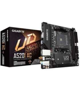 GIGABYTE A520I AC Motherboard - Supports AMD Ryzen 5000 Series AM4 CPUs, 6 Phases Digital VRM, up to 5300MHz DDR4 (OC),