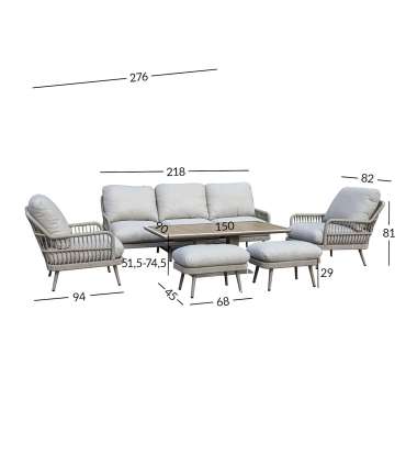 Aiamööblikomplekt MARENDA 6-osaline, hal