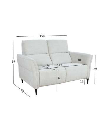 Diivan MIAMI 2-kohaline elektriline recliner 154x92xH99cm, helebeež