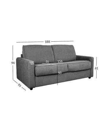 Diivanvoodi PROVO 2-kohaline 188x95xH94cm, tumehall