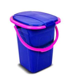 GreenBlue GB320BR 19L Portable Camping Toilet Bucket Travel Festival with Handle Detachable Seat - Navy Blue & Pink