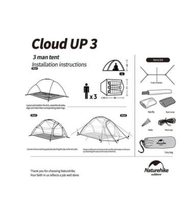 Naturehike tent Cloud UP 3 20D UPDATED NH18T030-T-Forest green