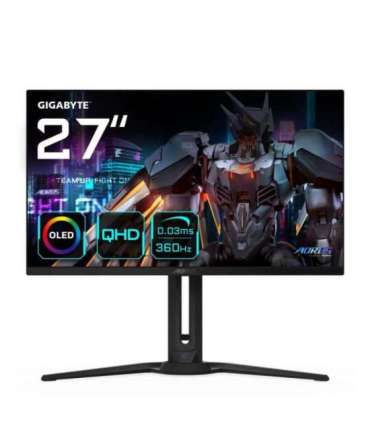 GIGABYTE AORUS FO27Q3 27” OLED Gaming Monitor - 2560 x 1440(QHD), 360Hz, 0.03ms, KVM, 250 cd/m2, FreeSync Premium Pro,