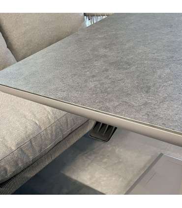 Aiamööblikomplekt MARENDA laud, nurgadiivan ja 2 tumbat, hall/beež