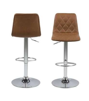 Baaritool EMU, 40x48,5xH110cm, helepruun PU, jalg: kroom