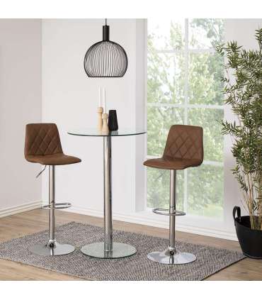 Baaritool EMU, 40x48,5xH110cm, helepruun PU, jalg: kroom